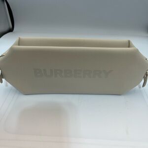 Burberry Cream Cosmetic Pouch Travel Case Logo Zip